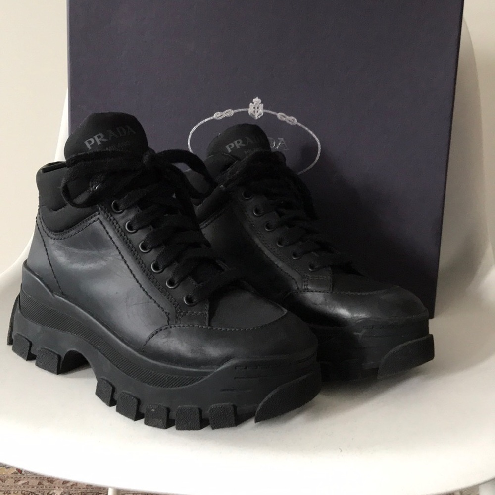 Prada platform boots 90s club kid unique Italian